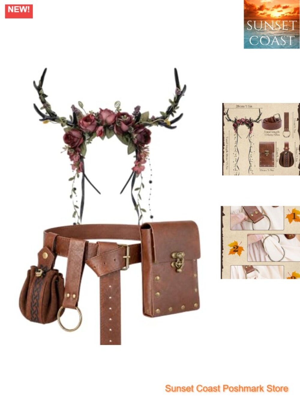 5 Piece PU Leather Renaissance Woodland Fairy Accessory Set
